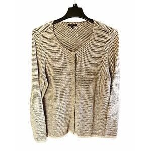 Eileen Fisher Women's Size 1X Linen Blend Snap Up Knit Sweater